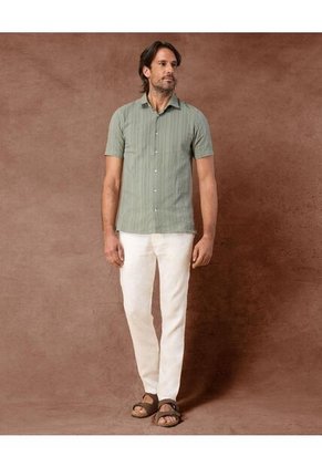 Camisa  Para Hombre Manga Corta Sin Bolsillo Cuello Casual M Color Verde Marca Patprimo #44013177