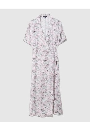 Vestido Estampado En Satín  Para Mujer Blanco Patprimo