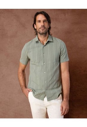 Camisa  Para Hombre Manga Corta Sin Bolsillo Cuello Casual M Color Verde Marca Patprimo #44013177