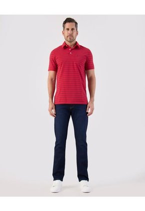 Polo De Rayas Con Bolsillo   Para Hombre Rojo Patprimo