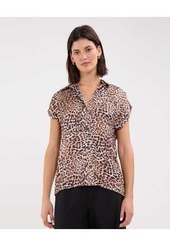 Camisa Para Mujer Manga Corta Color Café Claro Marca Patprimo #30010656 Patprimo