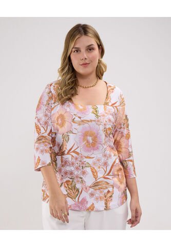 Camiseta Para Mujer Manga 3/4 Color Rosa Marca Patprimo #14091404 Patprimo