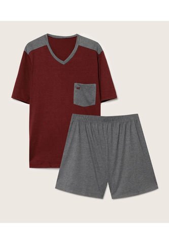 Pijama Para Hombre M/C P/C Color Vino Marca Patprimo #44040160 Patprimo