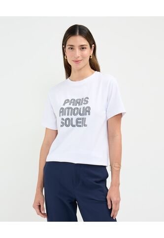 Camiseta Para Mujer Manga Corta Cuello Redondo Color Blanco Marca Patprimo #30093644 Patprimo