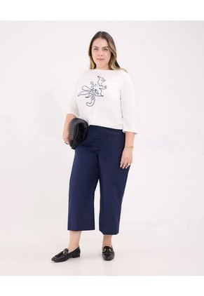 Camiseta Para Mujer Manga 3/4 Cuello Redondo Color Crema Marca Patprimo #14091420