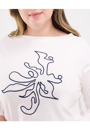 Camiseta Para Mujer Manga 3/4 Cuello Redondo Color Crema Marca Patprimo #14091420