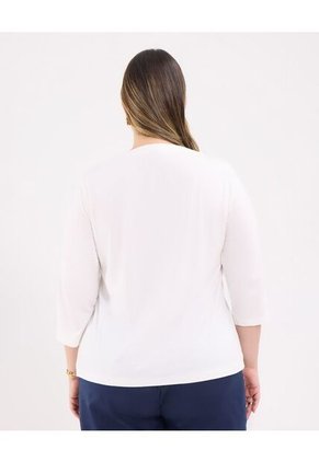 Camiseta Para Mujer Manga 3/4 Cuello Redondo Color Crema Marca Patprimo #14091420