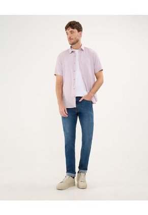 Camisa Para Hombre Manga Corta Sin Bolsillo Cuello Button D Color Morado Marca Patprimo #44013086