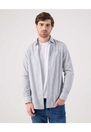 Camisa Para Hombre Manga Larga Sin Bolsillo Cuello Italiano Color Azul Marca Patprimo #44013182