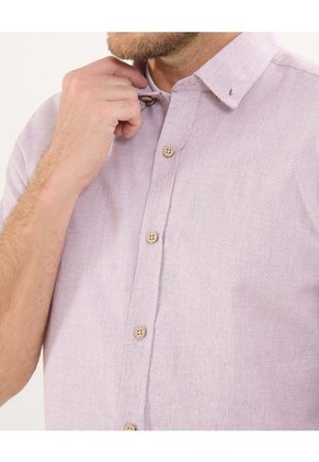 Camisa Para Hombre Manga Corta Sin Bolsillo Cuello Button D Color Morado Marca Patprimo #44013086