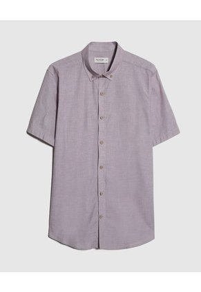 Camisa Para Hombre Manga Corta Sin Bolsillo Cuello Button D Color Morado Marca Patprimo #44013086