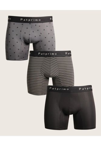Boxer X3 Para Hombre Fleat Seamer Medio Color Negro Marca Patprimo #44000373 Patprimo