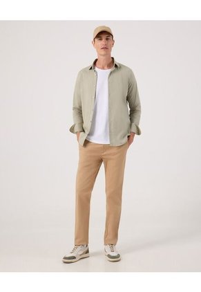 Camisa Para Hombre Manga Larga Sin Bolsillo Cuello Italiano Color Verde Marca Patprimo #44013147