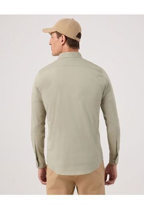 Camisa Para Hombre Manga Larga Sin Bolsillo Cuello Italiano Color Verde Marca Patprimo #44013147