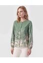 Blusa Botánica De Manga Larga   Para Mujer Verde Patprimo de Patprimo
