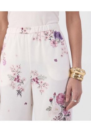 Pantalón Wide Leg De Textura Ligera   Para Mujer Blanco Patprimo