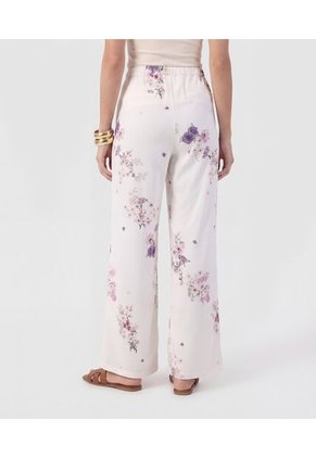 Pantalón Wide Leg De Textura Ligera   Para Mujer Blanco Patprimo