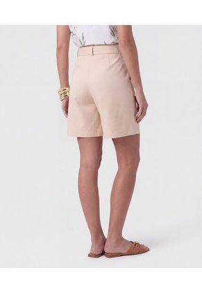 Bermuda Unicolor Con Cinturón   Para Mujer Beige Patprimo