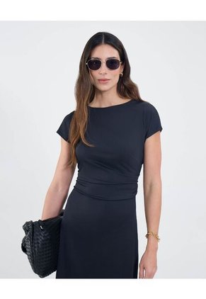 Vestido Drapeado  Para Mujer Negro Patprimo