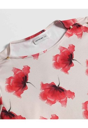 Blusa De Manga 3/4 Con Botones  Curvy  Para Mujer Rojo Patprimo