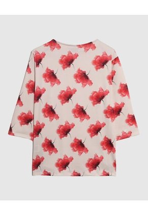 Blusa De Manga 3/4 Con Botones  Curvy  Para Mujer Rojo Patprimo