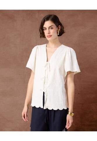 Blusa  Para Mujer Manga Corta Color Blanco Marca Patprimo #30123661 Patprimo