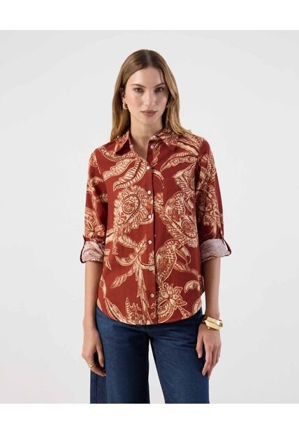 Camisa  Para Mujer Manga Larga Color Naranja Marca Patprimo #30010732