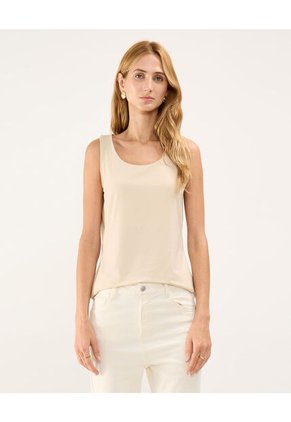 Camiseta Para Mujer Manga Sisa Cuello Redondo Color Beige Marca Patprimo #30093591