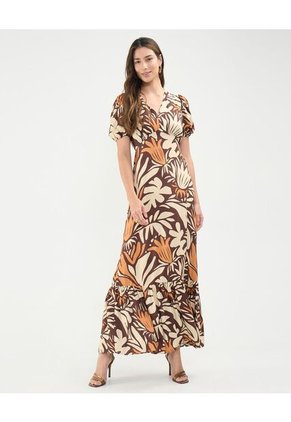 Vestido Para Mujer M/C Largo Color Café Marca Patprimo #30171017