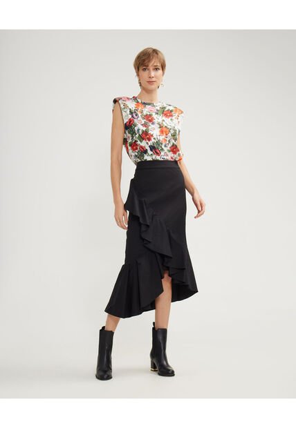 Falda Para Mujer Medio Color Negro Marca Patprimo #30140385