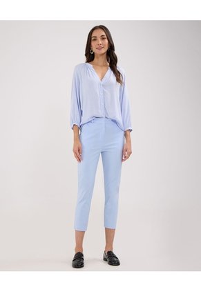 Pantalon Capri Unicolor Para Mujer Azul Patprimo