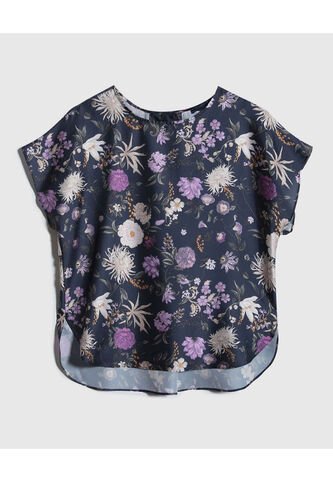 Blusa Para Mujer Manga Corta Color Azul Oscuro Marca Patprimo #30123351 Patprimo