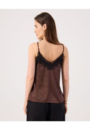 Top Para Mujer Cuello V Color Café Marca Patprimo #30220111