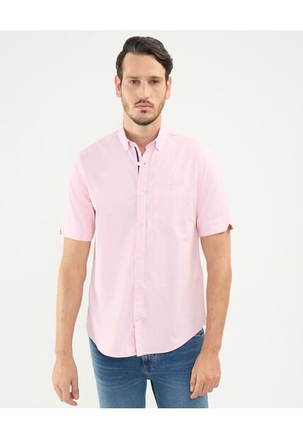 Camisa Para Hombre Manga Corta Con Bolsillo Cuello Button D Color Rosa Marca Patprimo #44013047