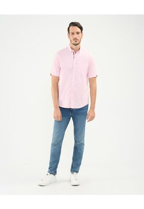 Camisa Para Hombre Manga Corta Con Bolsillo Cuello Button D Color Rosa Marca Patprimo #44013047