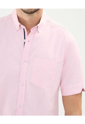 Camisa Para Hombre Manga Corta Con Bolsillo Cuello Button D Color Rosa Marca Patprimo #44013047