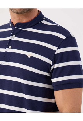 Polo Cuello Mao A Rayas   Para Hombre Azul Patprimo