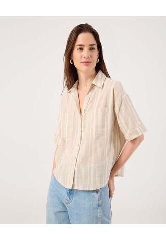 Camisa Para Mujer Manga Corta Color Beige Marca Patprimo #30010736 Patprimo