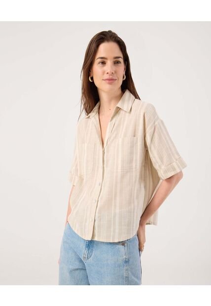 Camisa Para Mujer Manga Corta Color Beige Marca Patprimo #30010736