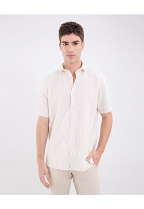 Camisa Guayabera Para Hombre Manga Corta Sin Bolsillo Color Crema Marca Patprimo #44030399