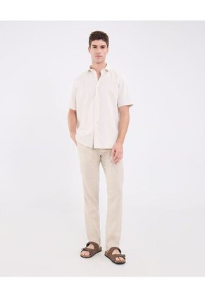 Camisa Guayabera Para Hombre Manga Corta Sin Bolsillo Color Crema Marca Patprimo #44030399