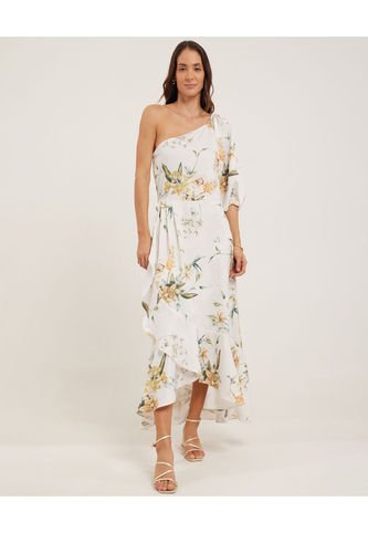 Vestido Estampado 1 Solo Hombro Con Bolero En Falda  Para Mujer Crudo Patprimo Patprimo