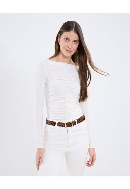 Camiseta Para Mujer Manga Larga Cuello Redondo Color Blanco Marca Patprimo #30093783