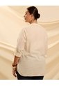 Blusa Unicolor Con Bolsillos  Curvy  Para Mujer Beige Patprimo de Patprimo