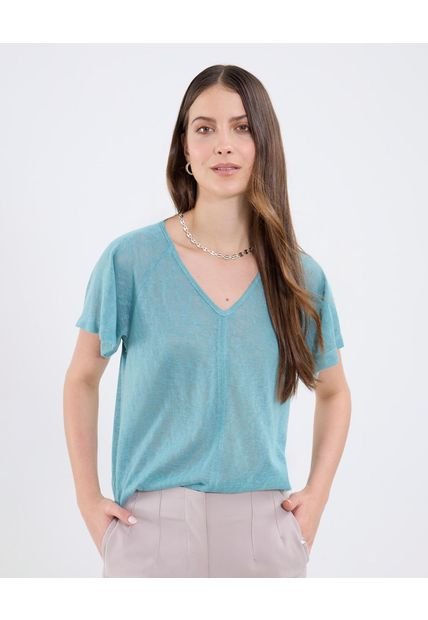 Camiseta Para Mujer Manga Corta Cuello V Color Verde Marca Patprimo #30093774