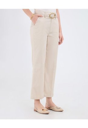 Pantalón Con Cinturon Incluido  Para Mujer Beige Patprimo