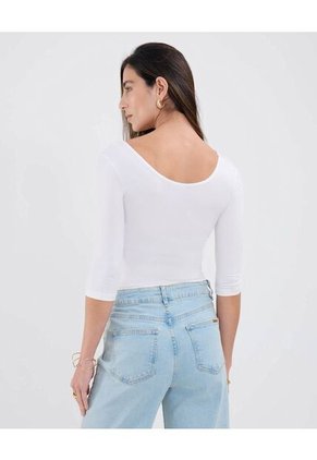 Camiseta Para Mujer Manga 3/4 Cuello Redondo Color Blanco Marca Patprimo #30093803