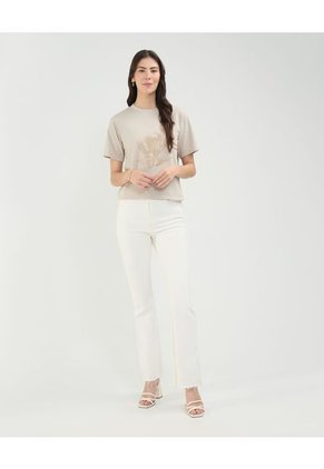 Camiseta Para Mujer Manga Corta Color Beige Marca Patprimo #30093662