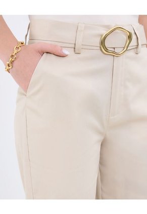 Pantalón Con Cinturon Incluido  Para Mujer Beige Patprimo