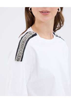 Camiseta Para Mujer Manga Corta Cuello Redondo Color Blanco Marca Patprimo #30093791